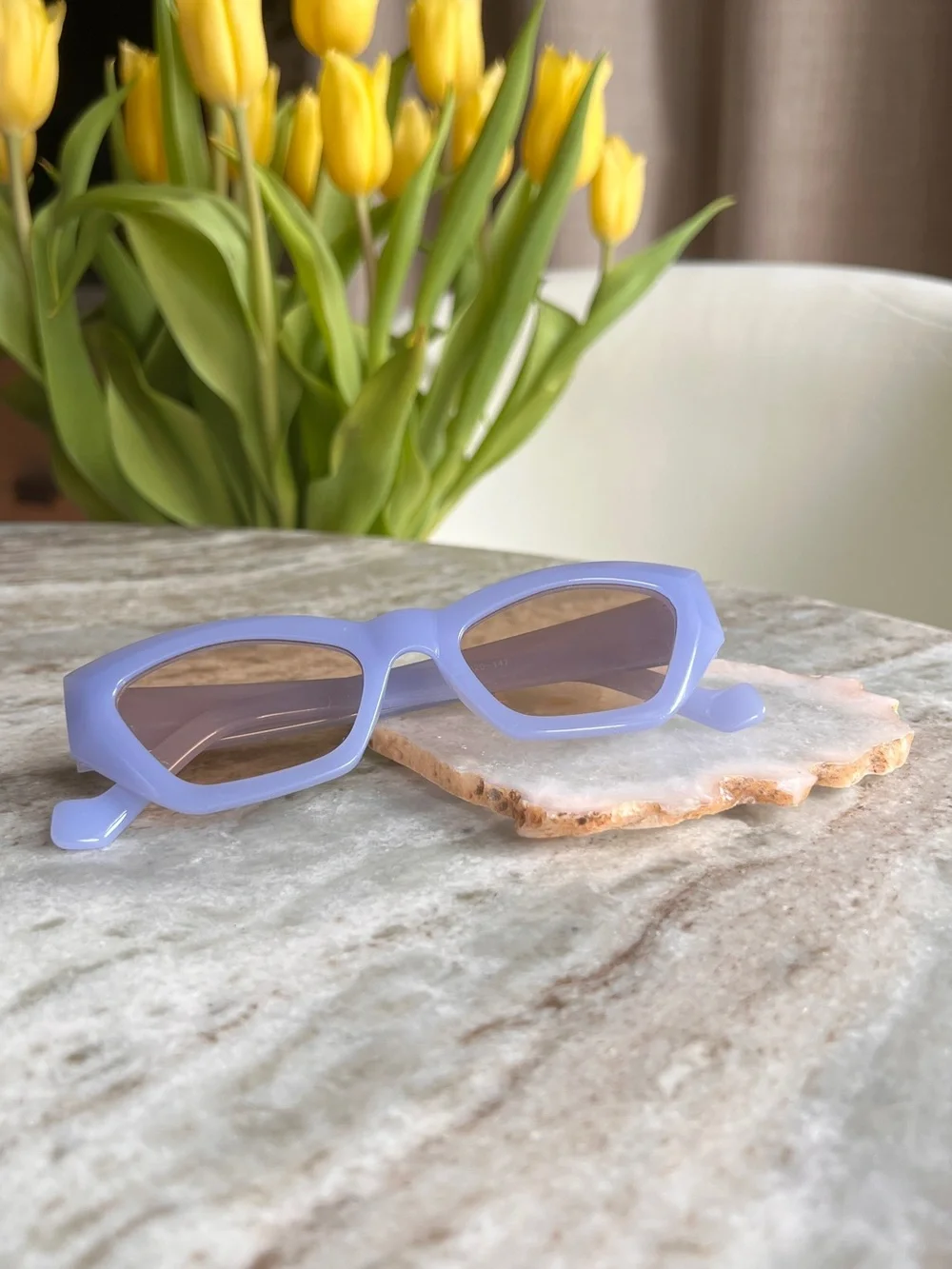 Lavender Cat-Eye Geometric Sunglasses Frames